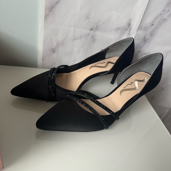 NINA - NEVIN LS BLACK LUSTER HEELS RHINESTONE DETAIL WOMENS SIZE 11 NEW IN BOX - Picture 5 of 8